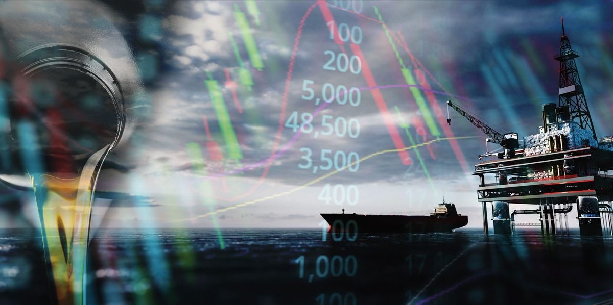 "منصة نفطية تعمل في البحر مع ارتفاع أسعار النفط عالميًا وسط التوترات في الشرق الأوسط"